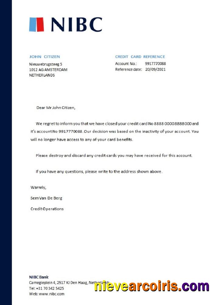 Netherlands NIBC bank closure reference